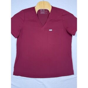 FIGS Scrub Top Women XL Burgundy V-Neck Technical Collection FW1000
